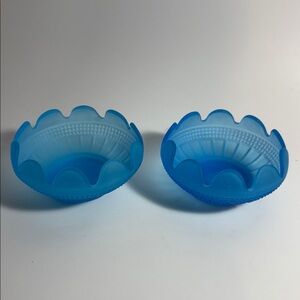 Vintage Satin Ice Blue Diamond Point Berry Bowls